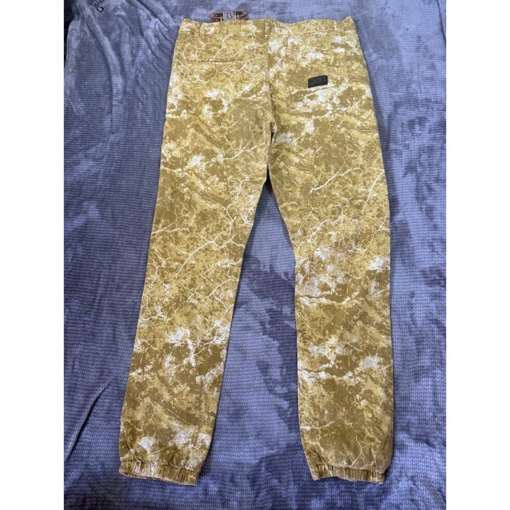 AKOO Brand Mens Marble Print Joggers Mustard Yellow Streetwear Pants‎ 38X31
